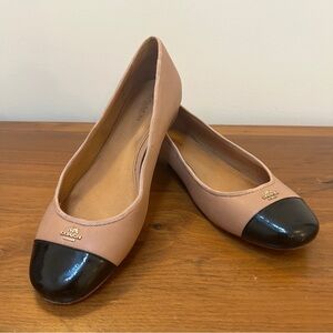 Coach Cap Toe Tan Black Ballet Flats 9